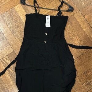 Black Smocked Strap Dress
